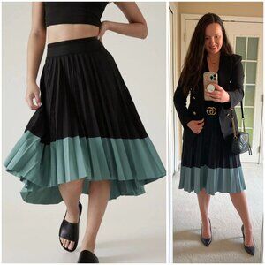 NWT Athleta Swing Forward Pleated Skirt Black Teal Plus size 2X Athleisure Prep
